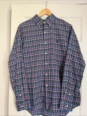 Polo by Ralph Lauren Men's Navy, Green & Red Plaid Button-Down Shirt
